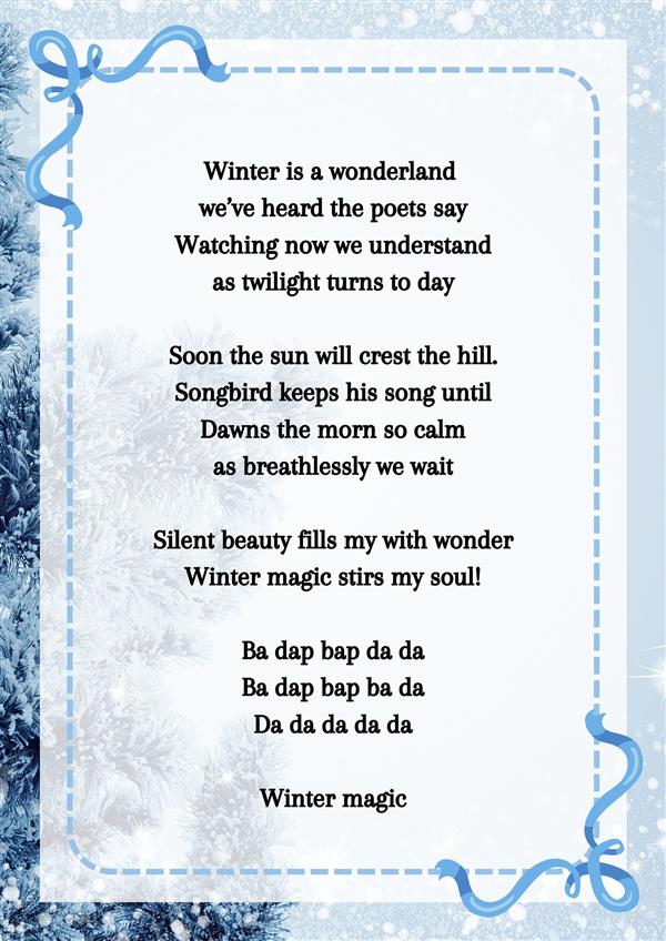 Winter Magic Lyrics (4th grade) page 2